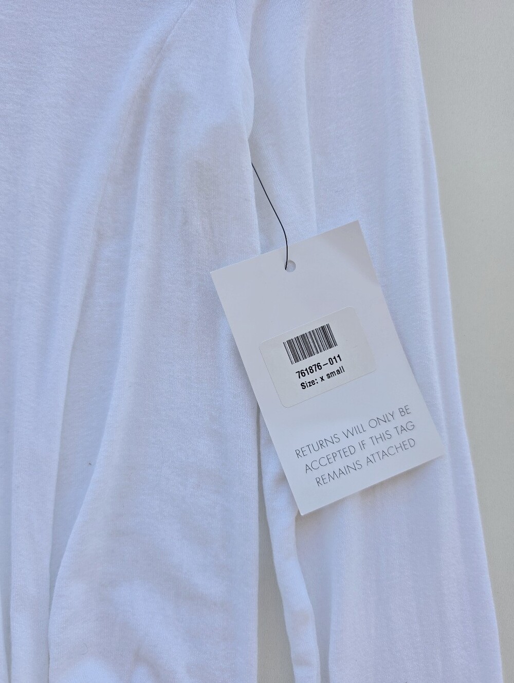 Enza Costa NWT Fitted White Crew Neck Long Sleeve Twist Front Top - Picture 5 of 8